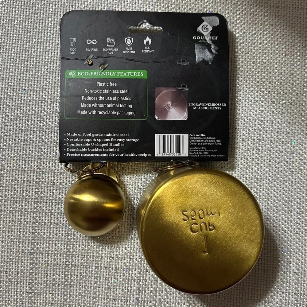 GK 8 Piece Measuring Cups Spoons Set in gold stainless steel